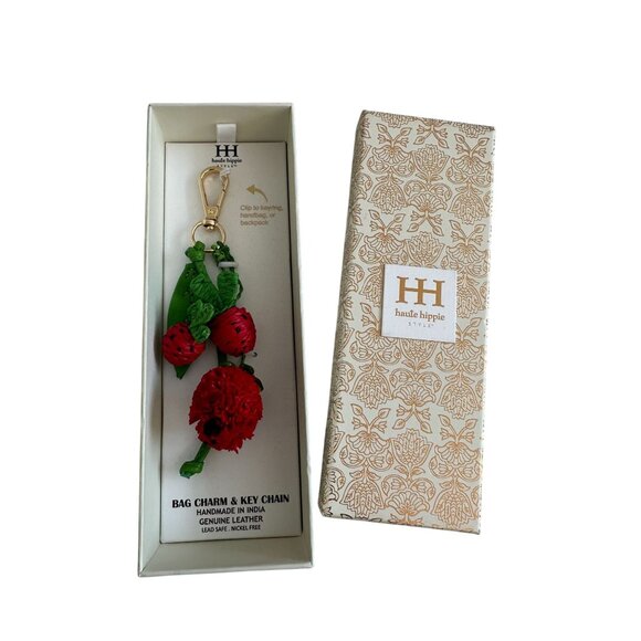 HAUTE HIPPIE Berry Woven Charm Purse Keychain NEW NIB - Picture 4 of 8